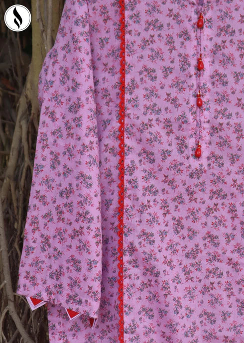 NZSC-509 Stiched 2 Piece Butterfly Pink Co Ord Set Lawn