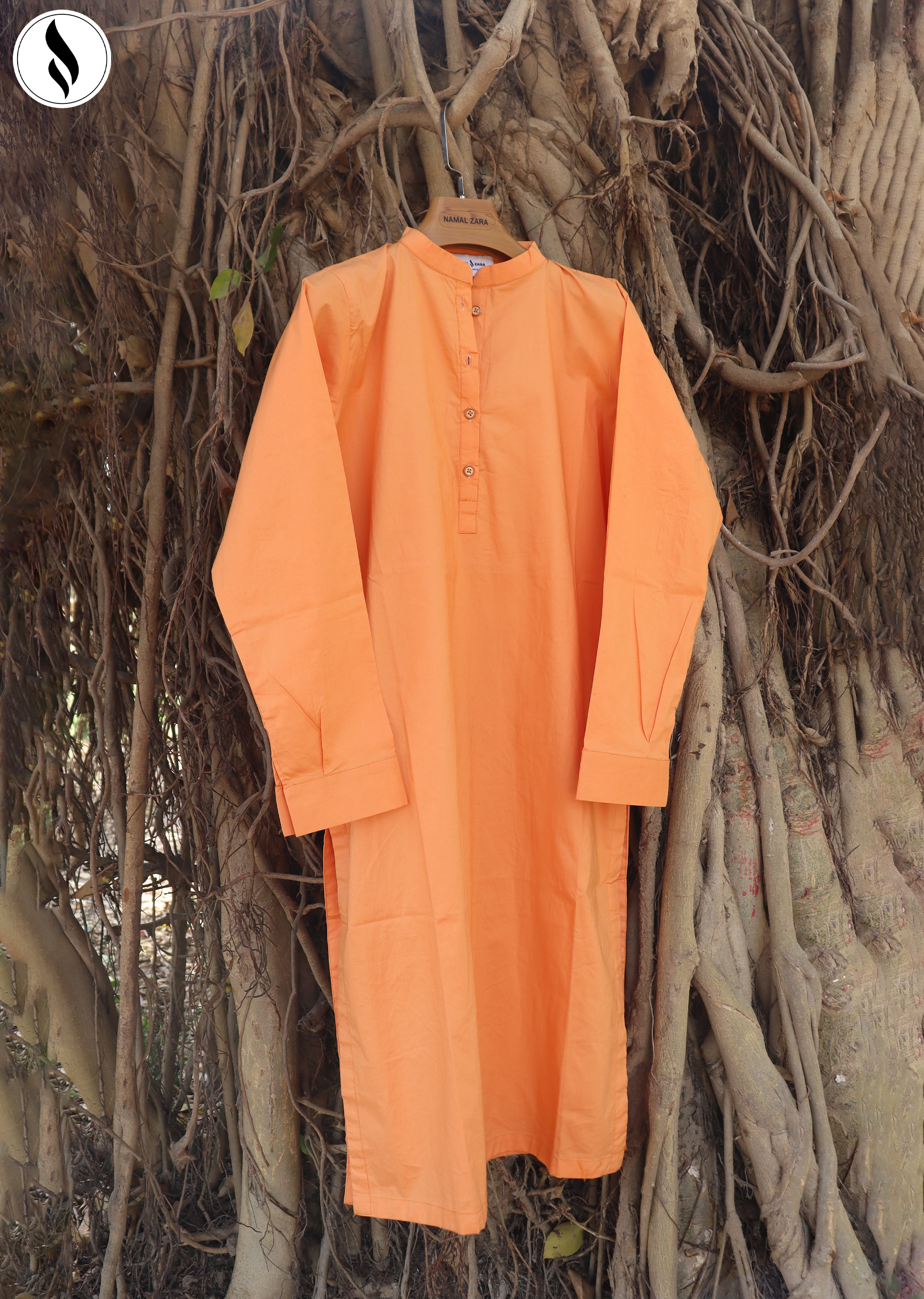 NZSC-1506  Stiched 2 Piece orange Co Ord Set Cotton