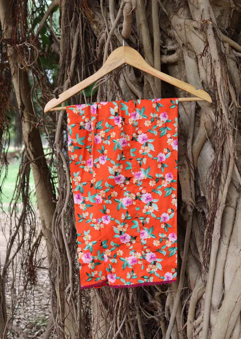 NZSC-613 3 Piece Red Blossom Co Ord Set Lawn