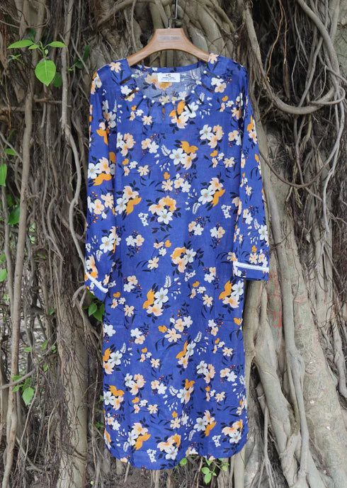 NZSC-711 Stitched 2 Piece Blue Bloom (Shirt+Dupatta) Co Ord Set Lawn