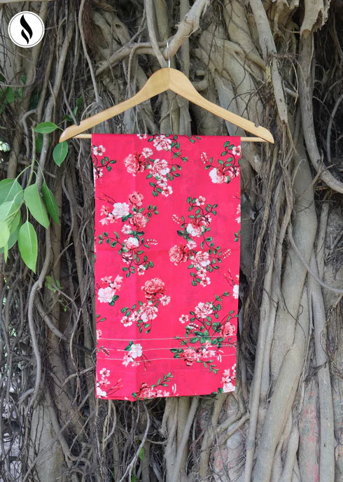 NZSC-811 Stiched 2 Piece Red Bloom Co Ord Set Lawn
