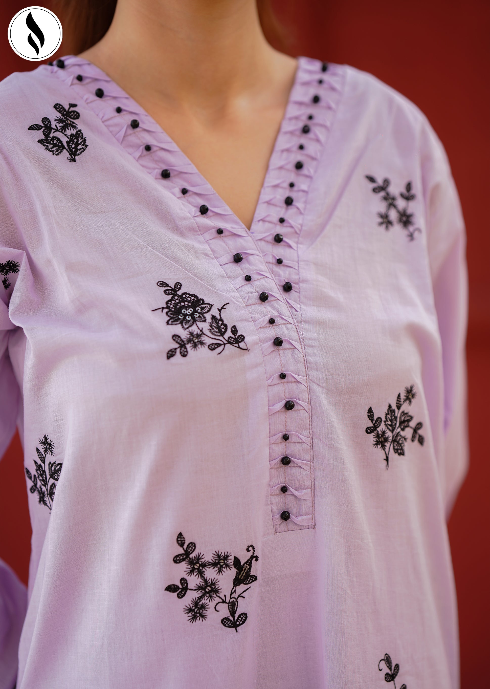 NZEC-1107 3-Piece Embroidered Light Purple Charm